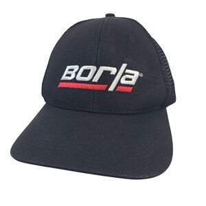 Borla Black Mesh Snapback Hat With Embroidered Logo Adjustable Trucker Cap